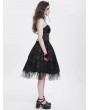Devil Fashion Black Gothic Skeleton Beading Halter Sweetheart Midi Dress