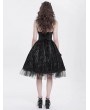 Devil Fashion Black Gothic Skeleton Beading Halter Sweetheart Midi Dress