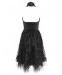 Devil Fashion Black Gothic Skeleton Beading Halter Sweetheart Midi Dress