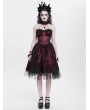 Devil Fashion Red Gothic Skeleton Beading Halter Sweetheart Midi Dress