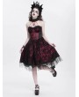 Devil Fashion Red Gothic Skeleton Beading Halter Sweetheart Midi Dress