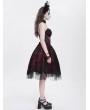 Devil Fashion Red Gothic Skeleton Beading Halter Sweetheart Midi Dress