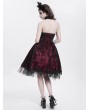 Devil Fashion Red Gothic Skeleton Beading Halter Sweetheart Midi Dress