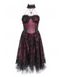 Devil Fashion Red Gothic Skeleton Beading Halter Sweetheart Midi Dress