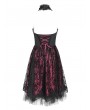 Devil Fashion Red Gothic Skeleton Beading Halter Sweetheart Midi Dress