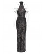 Devil Fashion Black Patterned Sexy Gothic Cheongsam Style Chain Straps High Slit Maxi Dress