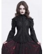 Devil Fashion Black Sexy Gothic Lace Mesh Splicing Flared Sleeve Top for Women