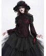 Devil Fashion Red Sexy Gothic Lace Mesh Splicing Flared Sleeve Top for Women