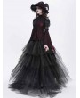 Devil Fashion Red Sexy Gothic Lace Mesh Splicing Flared Sleeve Top for Women