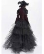 Devil Fashion Red Sexy Gothic Lace Mesh Splicing Flared Sleeve Top for Women