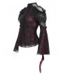 Devil Fashion Red Sexy Gothic Lace Mesh Splicing Flared Sleeve Top for Women