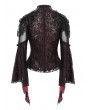 Devil Fashion Red Sexy Gothic Lace Mesh Splicing Flared Sleeve Top for Women