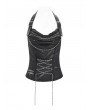 Devil Fashion Black Gothic Punk Chain Buckle Strap Halter Tank Top for Women