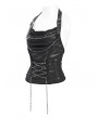 Devil Fashion Black Gothic Punk Chain Buckle Strap Halter Tank Top for Women