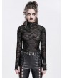 Devil Fashion Black Gothic Punk Studded Thumb Hole Long Sleeve T-Shirt for Women