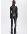 Devil Fashion Black Gothic Punk Studded Thumb Hole Long Sleeve T-Shirt for Women