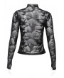 Devil Fashion Black Gothic Punk Studded Thumb Hole Long Sleeve T-Shirt for Women