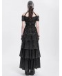Devil Fashion Black Gothic Punk Distressed Halter Short Sleeve T-shirt for Women