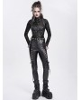 Devil Fashion Black Gothic Punk Zip Buckled Sweetheart Halter Vest Top for Women