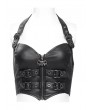 Devil Fashion Black Gothic Punk Zip Buckled Sweetheart Halter Vest Top for Women
