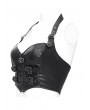 Devil Fashion Black Gothic Punk Zip Buckled Sweetheart Halter Vest Top for Women