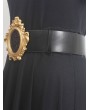 Black Leather Vintage Three-Dimensional Angel Embossed Buckle Belt