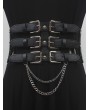 Black Dark Cyberpunk Gothic Functional Belt with Chain