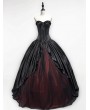 Rose Blooming Black and Red Gothic Corset Prom Ball Gowns