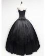 Rose Blooming Black and Red Gothic Corset Prom Ball Gowns