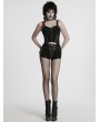 Punk Rave Black Gothic Punk Skull Studded Armor Shorts for Women