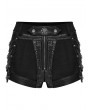 Punk Rave Black Gothic Punk Skull Studded Armor Shorts for Women