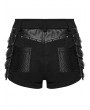 Punk Rave Black Gothic Punk Skull Studded Armor Shorts for Women