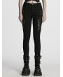Punk Rave Black Gothic Cyberpunk Studded Patch Tight Leggings for Women