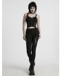 Punk Rave Black Gothic Cyberpunk Studded Patch Tight Leggings for Women