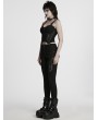 Punk Rave Black Gothic Cyberpunk Studded Patch Tight Leggings for Women