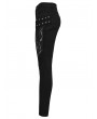 Punk Rave Black Gothic Cyberpunk Studded Patch Tight Leggings for Women