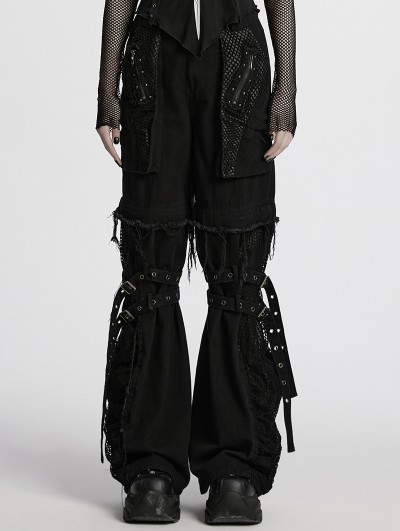 Punk Rave Black Gothic Punk Detachable Decadent Pants for Women