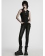 Punk Rave Black Gothic Punk Stud 3D Pleated Leggings for Women
