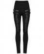 Punk Rave Black Gothic Punk Stud 3D Pleated Leggings for Women
