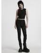 Punk Rave Black Gothic Cyberpunk Armor Patch Tight Leggings for Women