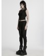 Punk Rave Black Gothic Cyberpunk Armor Patch Tight Leggings for Women