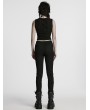 Punk Rave Black Gothic Cyberpunk Armor Patch Tight Leggings for Women