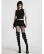 Punk Rave Black Gothic Punk 3D Pockets Denim Hollow Shorts for Women