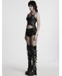 Punk Rave Black Gothic Punk Sexy Women's Denim Shorts with Detachable Chain