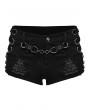 Punk Rave Black Gothic Punk Sexy Women's Denim Shorts with Detachable Chain