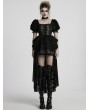 Punk Rave Black Embroidered Lace Gothic Lolita Short Sleeve High-Low Party Dress