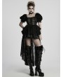 Punk Rave Black Embroidered Lace Gothic Lolita Short Sleeve High-Low Party Dress