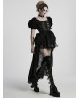 Punk Rave Black Embroidered Lace Gothic Lolita Short Sleeve High-Low Party Dress