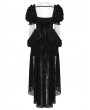 Punk Rave Black Embroidered Lace Gothic Lolita Short Sleeve High-Low Party Dress