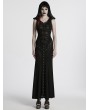 Punk Rave Black Sexy Gothic Punk Hooded Sleeveless Long Fishtail Dress